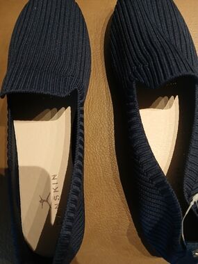 Danskin Navy Ribbed Knit Slip-On Ballet Flats